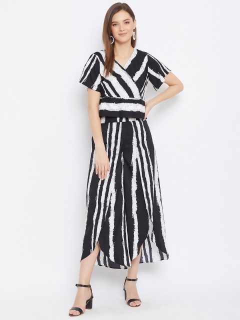 

Bitterlime Women White & Black Striped Two Piece Jumpsuit