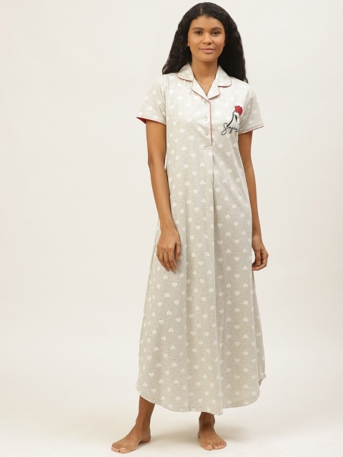 

Sweet Dreams Grey & White Cotton Heart Print Maxi Nightdress