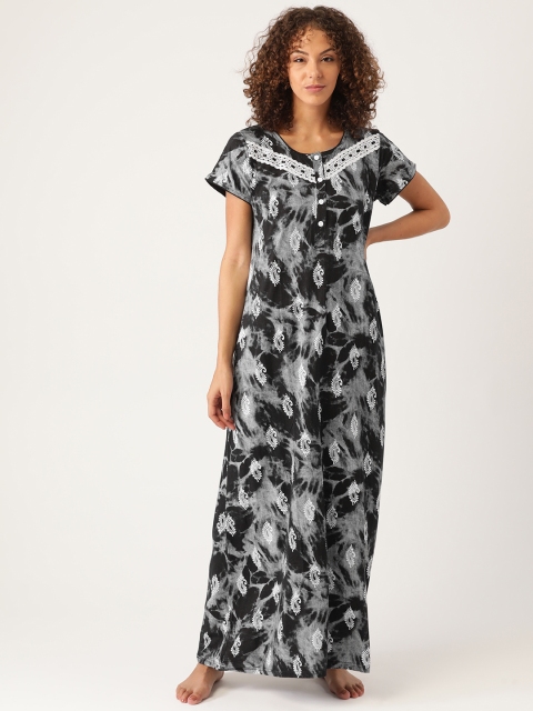 

Sweet Dreams Black & White Printed Maxi Nightdress
