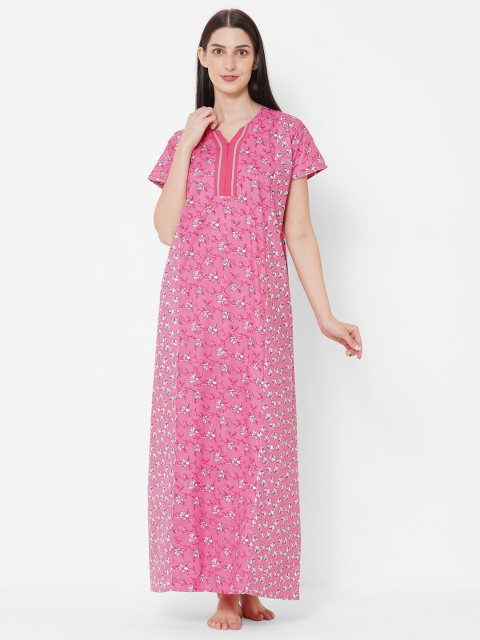 

Sweet Dreams Pink & Grey Cotton Printed Maxi Nightdress