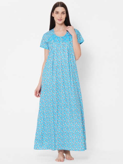 

Sweet Dreams Blue & White Floral Printed Maxi Nightdress