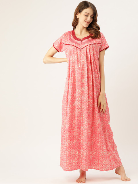 

Sweet Dreams Pink & White Printed Maxi Nightdress