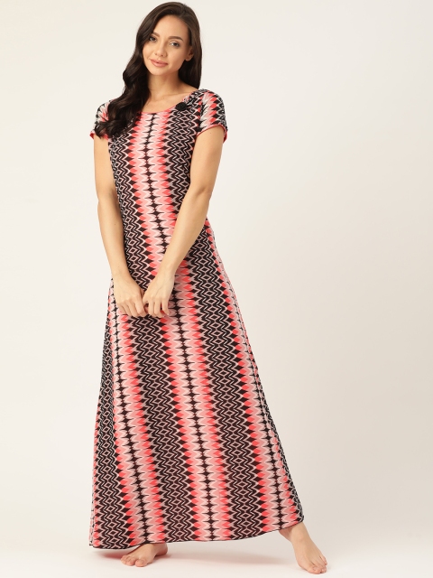

Sweet Dreams Coffee Brown & Pink Tribal Print Maxi Nightdress