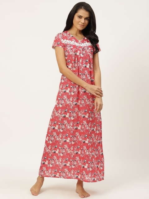 

Sweet Dreams Red & White Pure Cotton Printed Maxi Nightdress