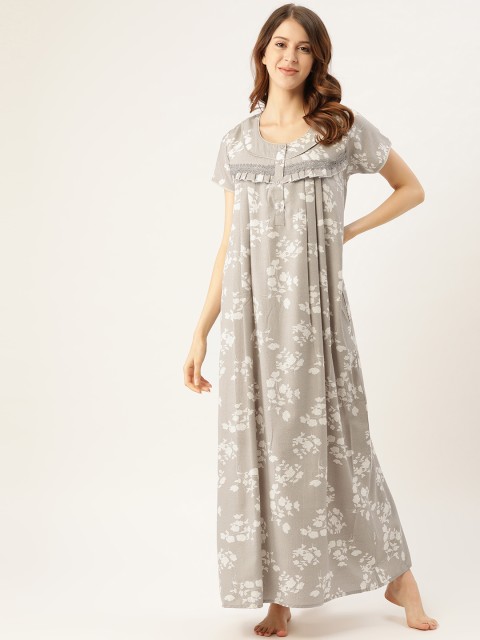 

Sweet Dreams Grey & White Printed Maxi Nightdress