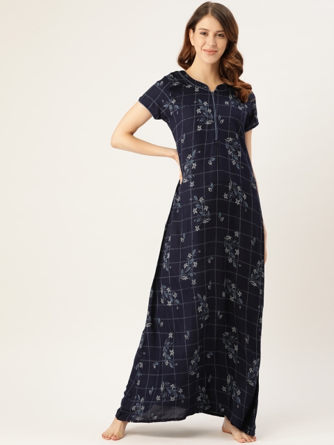

Sweet Dreams Navy Blue Printed Maxi Nightdress