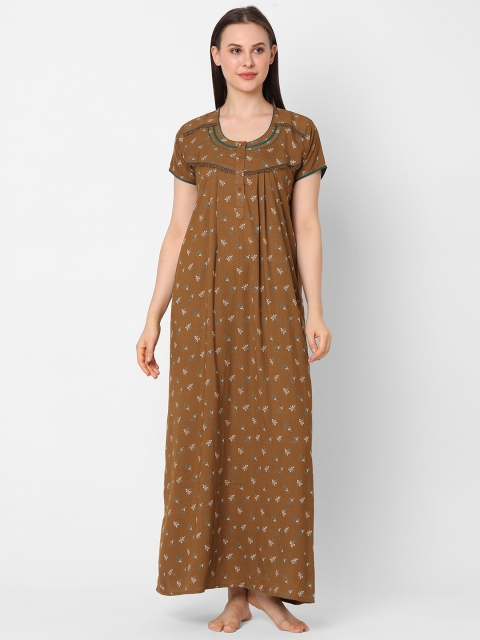

Sweet Dreams Brown & Off-White Floral Printed Maxi Nightdress