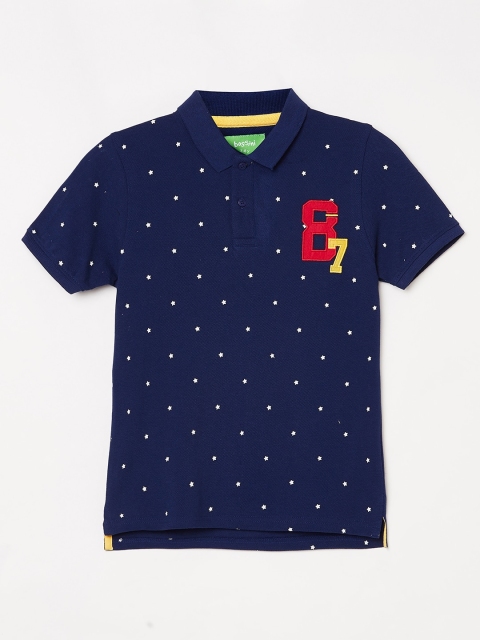 

Bossini Boys Navy Blue Printed Polo Collar T-shirt