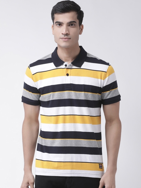 

Club York Men Multi-Coloured Striped Polo Collar T-shirt
