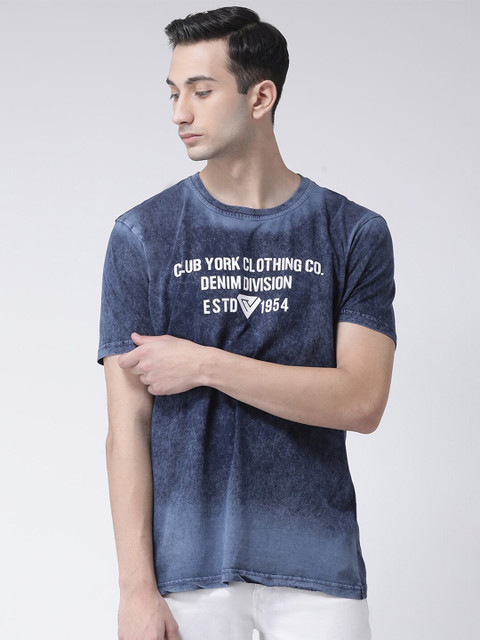 

Club York Men Navy Blue Dyed Round Neck T-shirt
