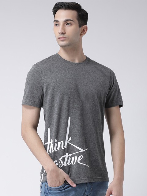 

Club York Men Grey Printed Round Neck T-shirt