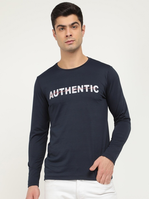 

V2 Value & Variety Men Navy Blue & White Typographic Print Round Neck T-shirt
