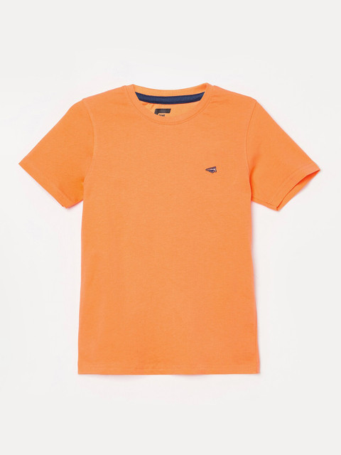 

Fame Forever by Lifestyle Boys Orange Solid Cotton Round Neck T-shirt