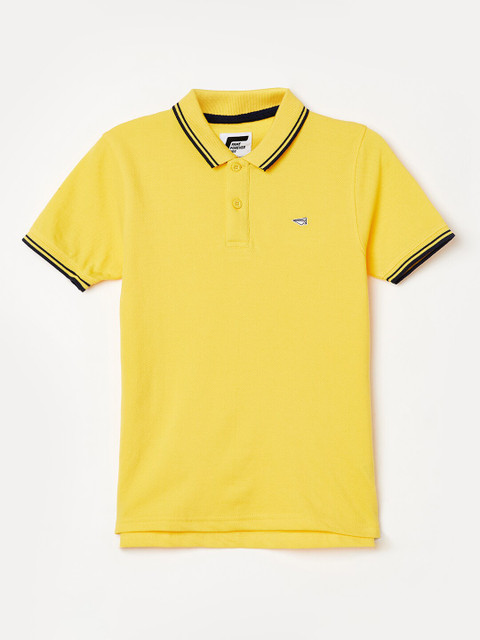 

Fame Forever by Lifestyle Boys Yellow Solid Cotton Polo Collar T-shirt