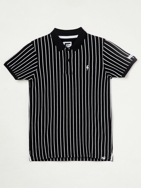 

Fame Forever by Lifestyle Boys Black & White Striped Cotton Round Neck T-shirt