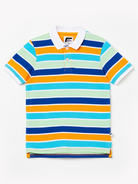 

Fame Forever by Lifestyle Boys Multicoloured Striped Cotton Polo Collar T-shirt, Multi