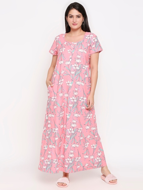 

XIN Pink & White Printed Cotton Nightdress