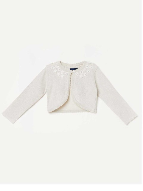 

Juniors by Lifestyle Girls Off-White Self Design Button Shrug
