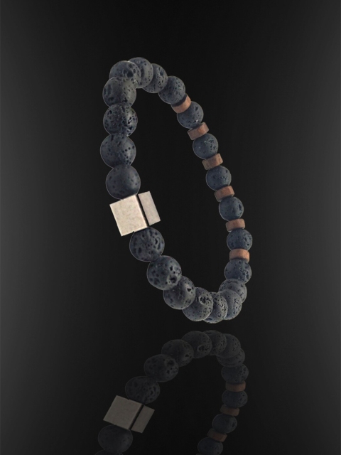 

OOMPH Men Black & Brown Handcrafted Adjustable Elasticated Bracelet