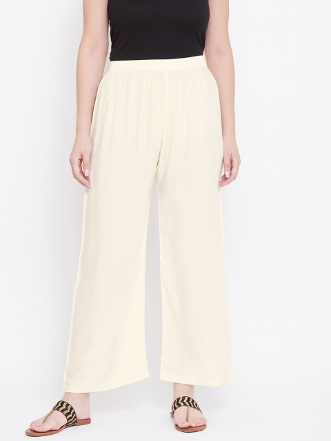 

Castle Women Cream-Coloured Solid Straight Palazzos