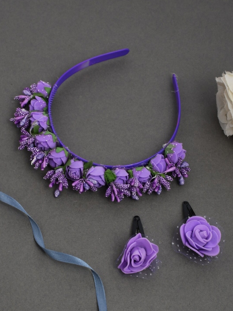 

Silvermerc Designs Women Purple Embellished Hair Accessory Set