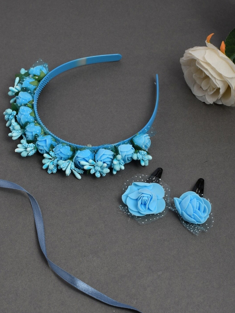 

Silvermerc Designs Girls Blue & Green Set of 3 Embellished Hair Accessory Set