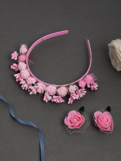 

Silvermerc Designs Girls Pink Set of 3 Embellished Hair Accessory Set