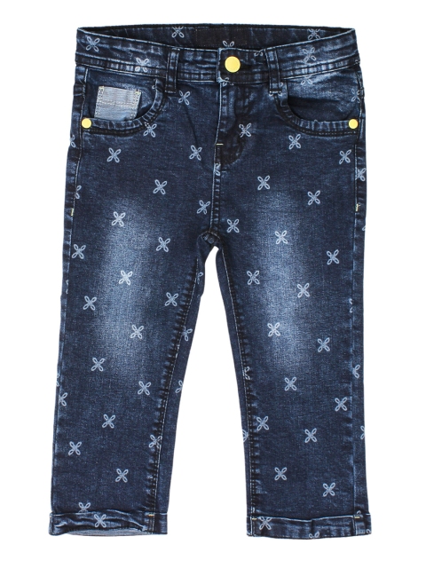 

Lil Lollipop Girls Blue Printed Regular Fit Denim Capris