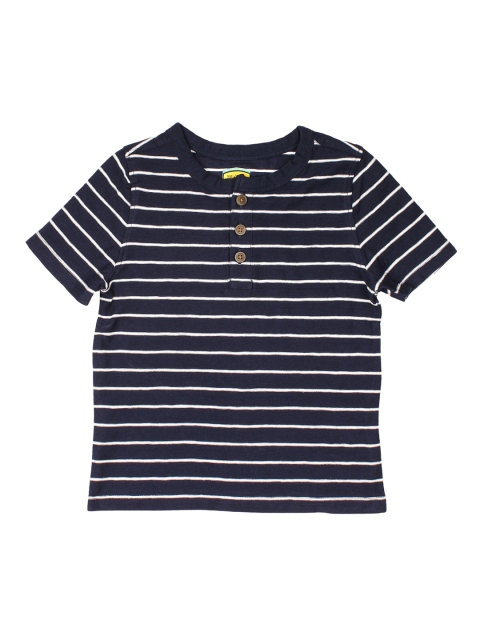 

Lil Lollipop Boys Navy Blue & White Striped Henley Neck T-shirt