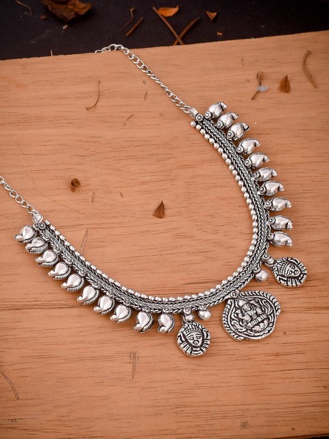 

Silvermerc Designs Silver-Plated Brass Oxidised Temple Necklace