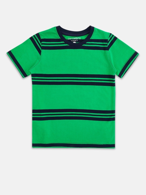 

CHALK by Pantaloons Boys Green & Navy Blue Striped Round Neck T-shirt