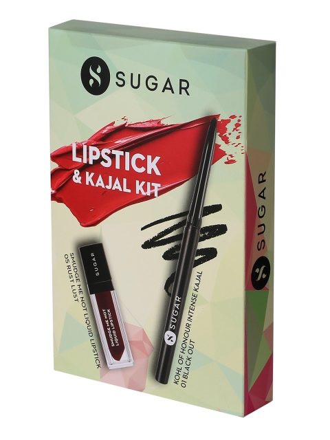 

SUGAR Smudge me not liquid Lipstick - 05 Rust Lust & Kajal - Gift Box, Multi