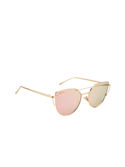 

Ted Smith Women Pink Lens & Gold-Toned Cateye Sunglasses with UV Protected Lens