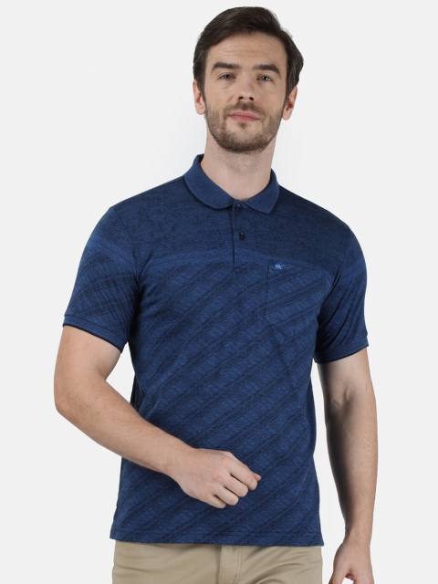 

Monte Carlo Men Navy Blue Self Design Polo Collar T-shirt