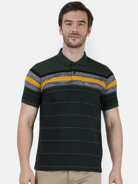 

Monte Carlo Men Green Striped Polo Collar T-shirt