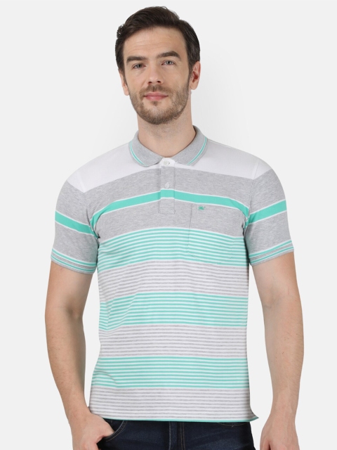 

Monte Carlo Men Green Striped Polo Collar T-shirt