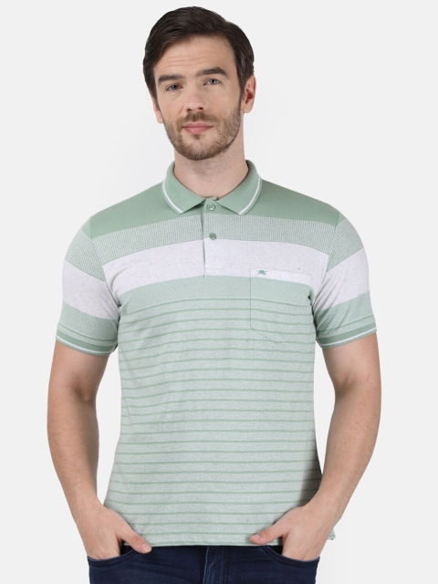 

Monte Carlo Men Green Striped Polo Collar T-shirt