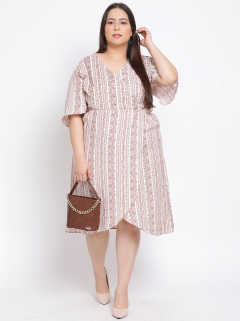 

Oxolloxo Plus Size Women White Printed Wrap Dress