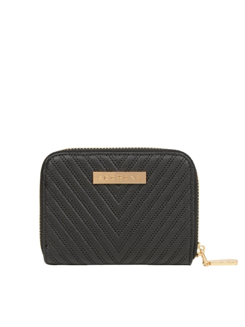 

Addons Women Black Textured Zip Around Wallet