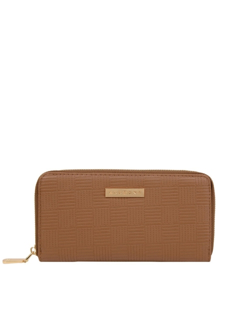 

Addons Women Brown Textured Zip Around Wallet