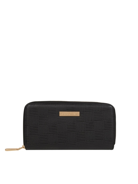 

Addons Women Black Textured Zip Around Wallet
