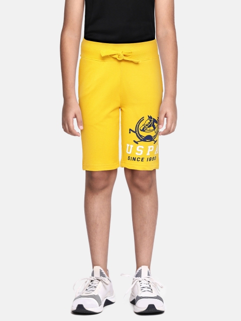 

U.S. Polo Assn. Kids Boys Yellow Printed Pure Cotton Shorts