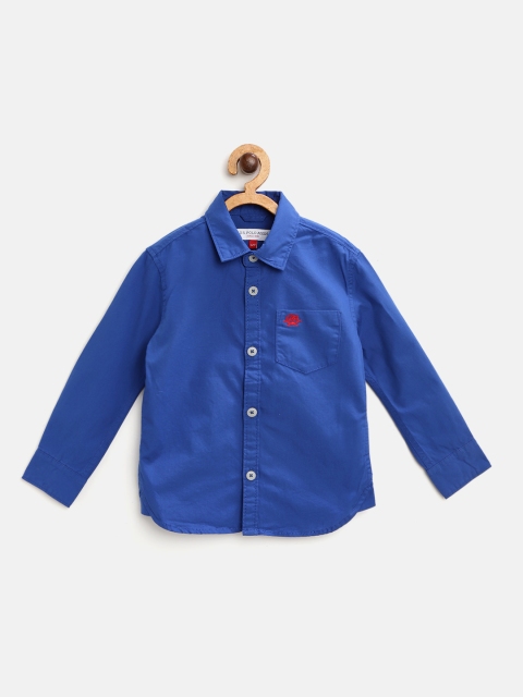 

U.S. Polo Assn. Kids Boys Blue Pure Cotton Solid Casual Shirt