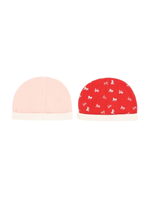 

Pantaloons Baby Girls Coral & Peach-Coloured Printed Beanie