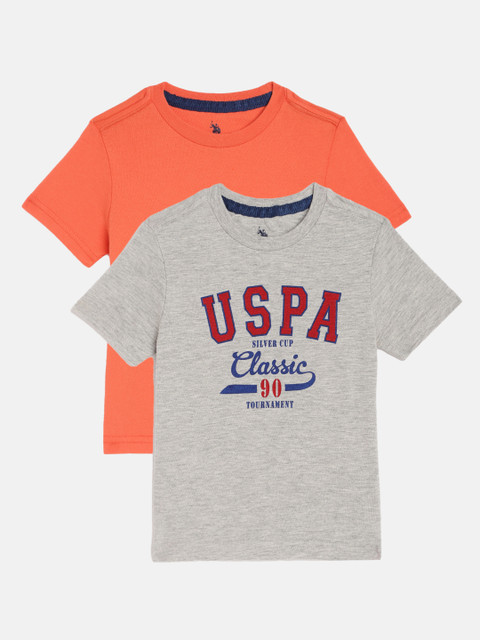 

U S Polo Assn Kids Boys Assorted Pack of 2 Printed Pure Cotton T-shirts