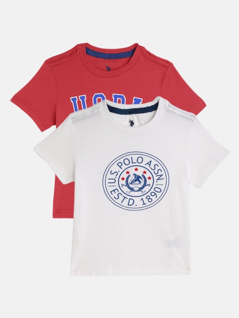 

U.S. Polo Assn. Kids Boys Pack of 2 Assorted Brand Logo Printed Pure Cotton T-shirts