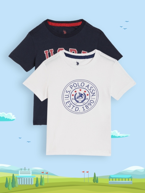 

U S Polo Assn Kids Boys Assorted Pack of 2 Pure Cotton Printed Pure Cotton T-shirts