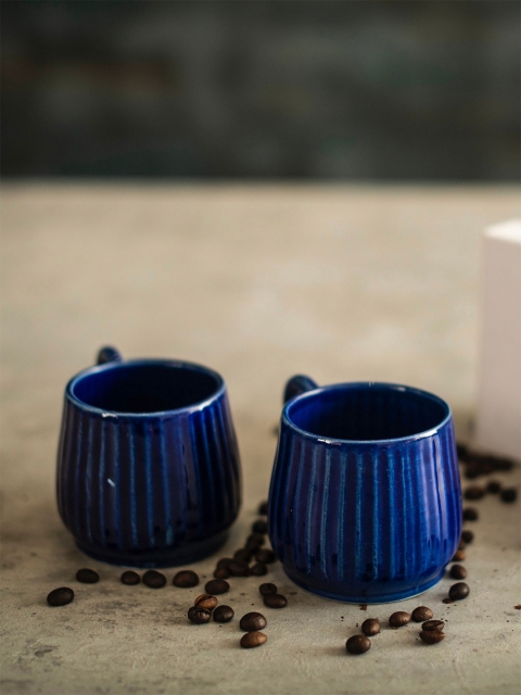 

A Tiny Mistake Blue Set Of 2 Textured Ceramic Mugs