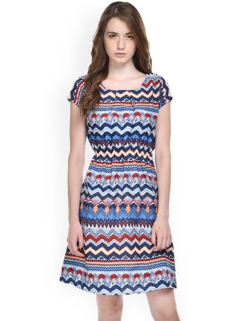 

Ruhaans Multicoloured Printed Fit & Flare Dress, Multi