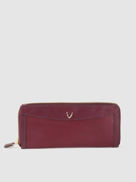 

Hidesign Women Burgundy Perforated Leather Zip Around Wallet with RFID